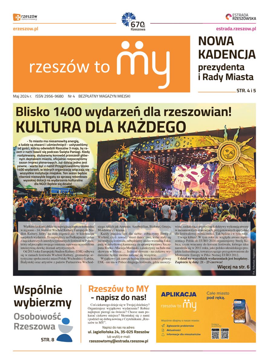 Okładka magazynu miejskiego RzeszowToMy nr 4 maj 2024